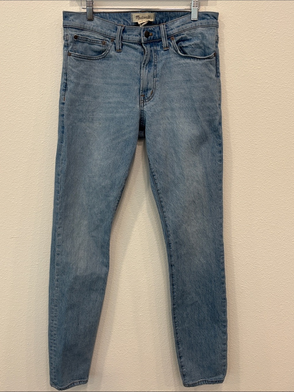 Madewell Men's Slim Straight Jeans in Light Wash Blue 32/34